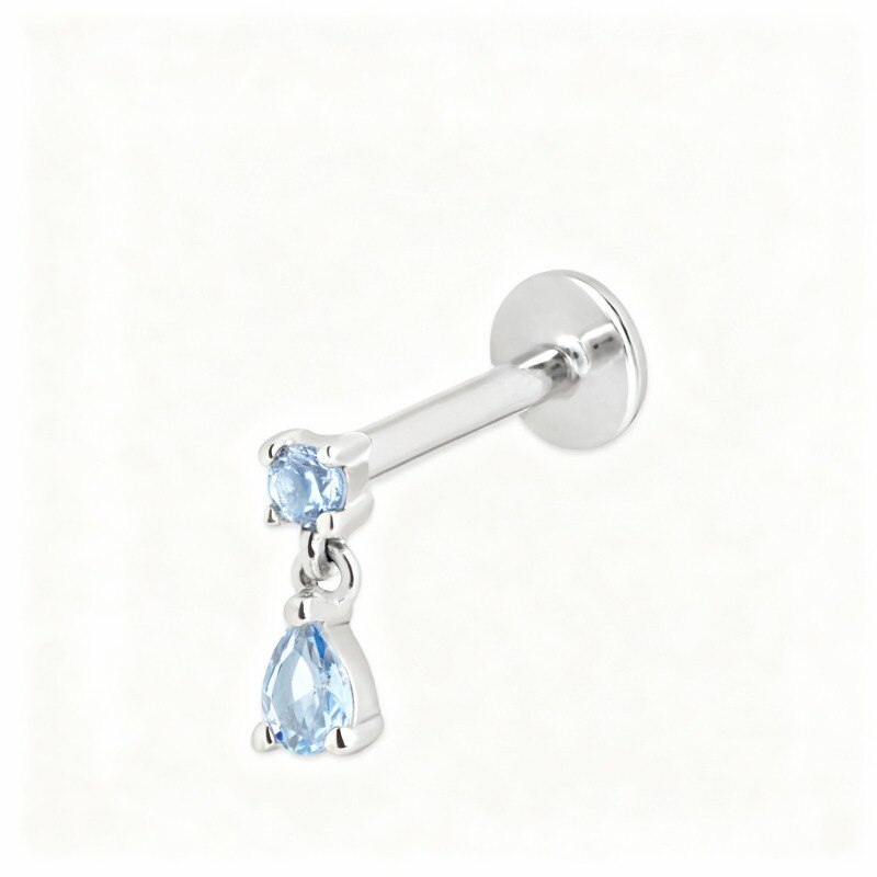 10K White Gold Cubic Zirconia Drop Shape Helix Piercing-1