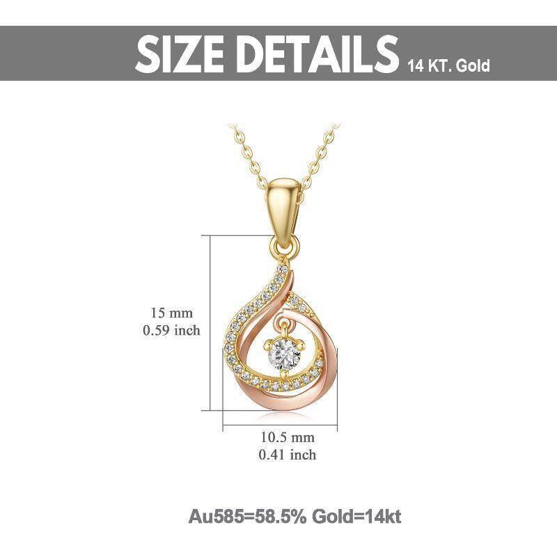 18K Gold Cubic Zirconia Drop Shape Pendant Necklace-5