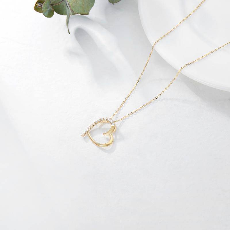 Collar con colgante de electrocardiograma de platino con circonitas cúbicas chapadas en oro blanco-4