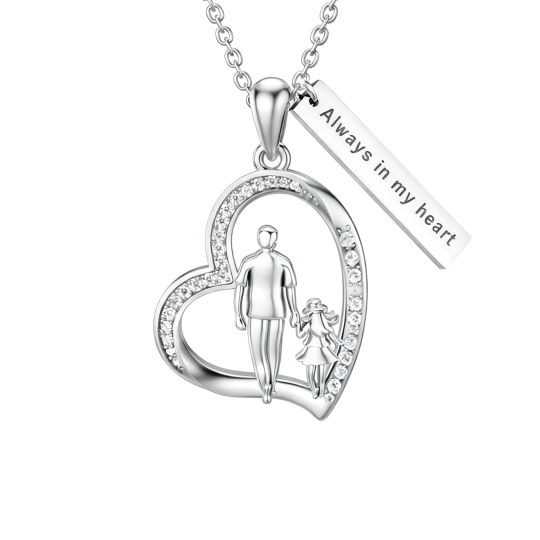Collana con ciondolo a forma di cuore e scritta 