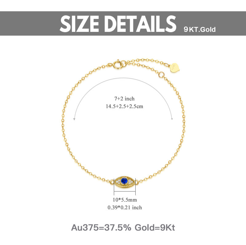 Pulsera con dije de ojo turco de circonita cúbica y oro de 10 quilates-6