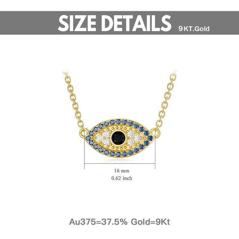 Collar con colgante de ojo turco de circonita cúbica en oro blanco de 10 quilates-6