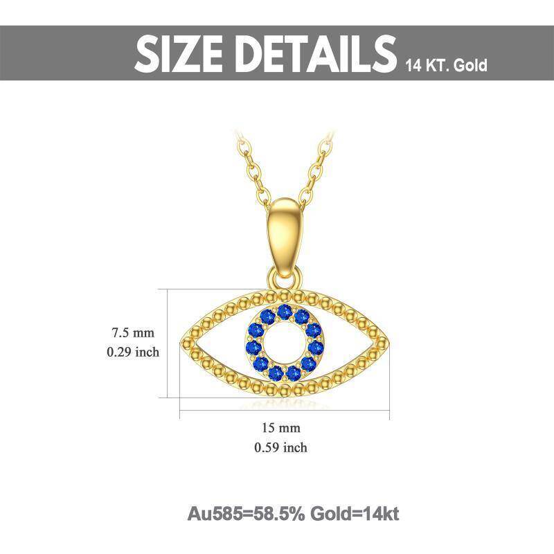 Collar con colgante de ojo turco de circonita cúbica en oro de 14 quilates-6