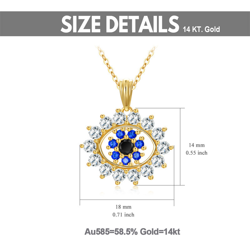 Collar con colgante de ojo del diablo de circonita cúbica en oro de 10 quilates-5