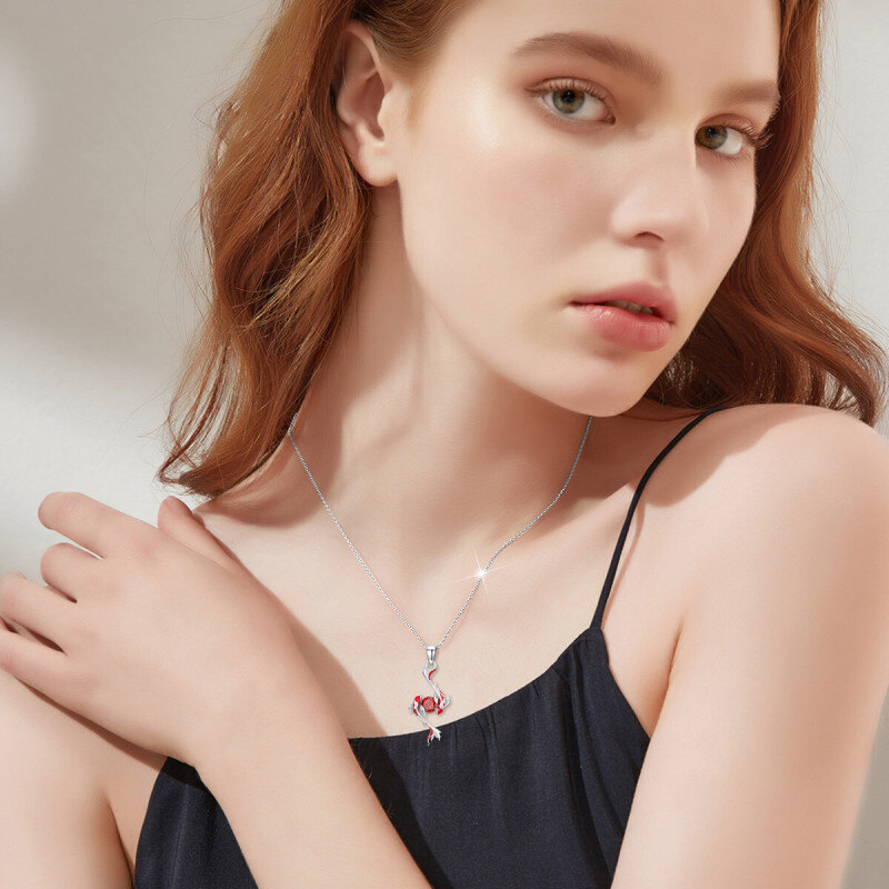 Collier pendentif poisson en or rose 9 carats et zircon cubique-3