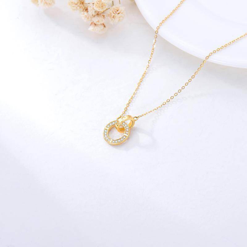 Collar con colgante de anillo de la generación en oro de 10 quilates con circonitas cúbicas-4