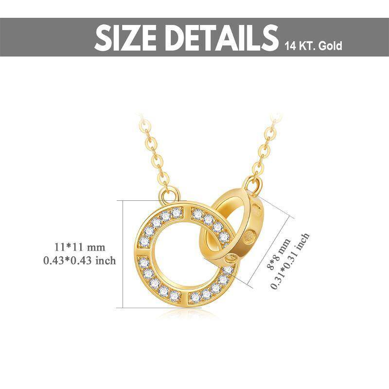 Collar con colgante de anillo de la generación en oro de 10 quilates con circonitas cúbicas-6