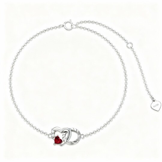 Armband aus 10-karätigem Weißgold mit Zirkonia-Herzanhänger