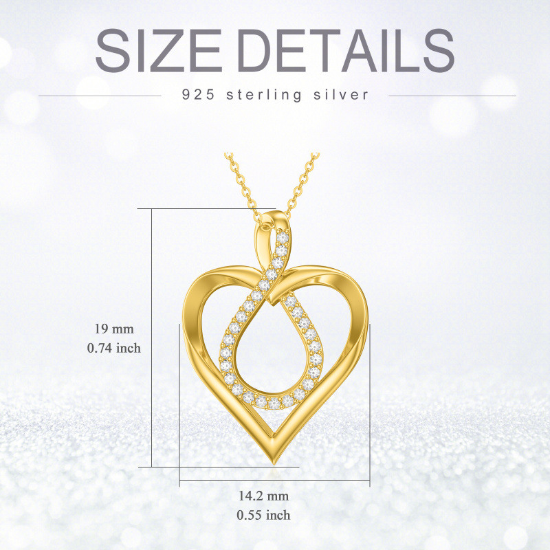 Halskette aus 10-karätigem Gold mit Herz- und Unendlichkeitssymbol-Anhänger aus Zirkonia-6