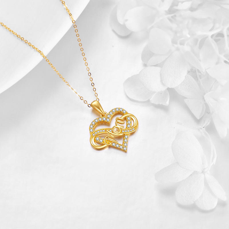 10K Rose Gold Cubic Zirconia Heart & Infinity Symbol Pendant Necklace with Engraved Word-4