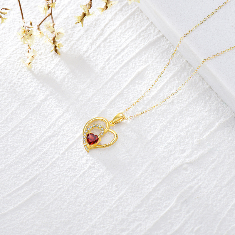 Collier pendentif cœur en or 18 carats et zircone cubique-4
