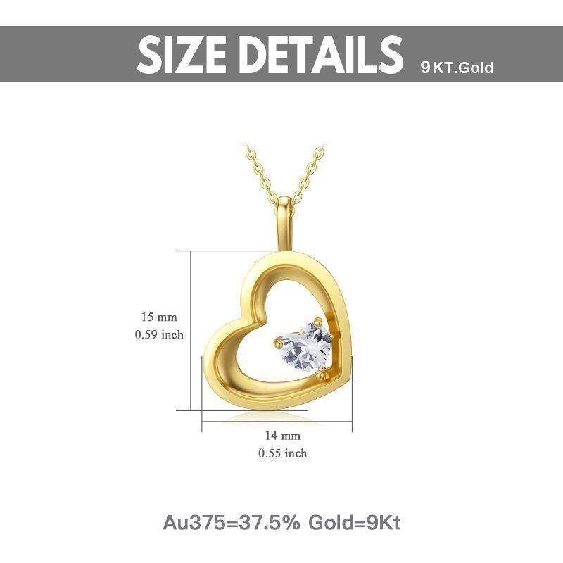 Collar con colgante de corazón de circonita cúbica en oro blanco de 9 quilates-5