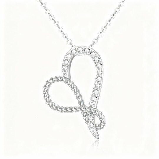 10K witgouden hartvormige zirkonia-hangerketting
