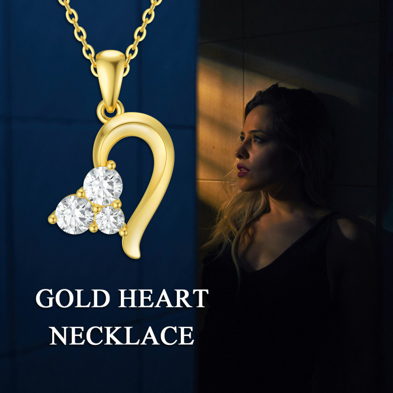 Collar con colgante de corazón de circonita cúbica en oro blanco de 18 quilates-6