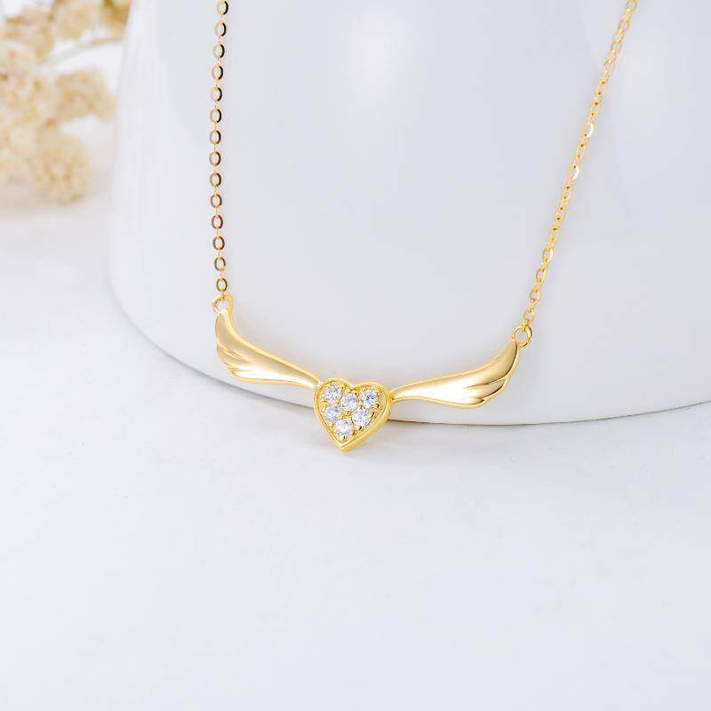 18K Gold Cubic Zirconia Heart Pendant Necklace-3