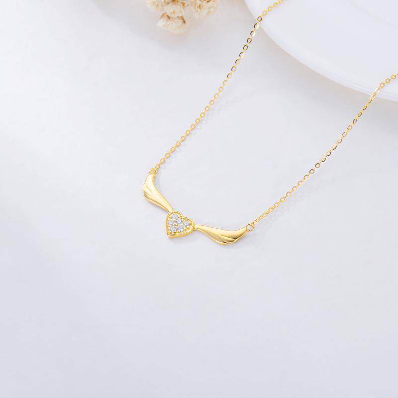 18K Gold Cubic Zirconia Heart Pendant Necklace-4