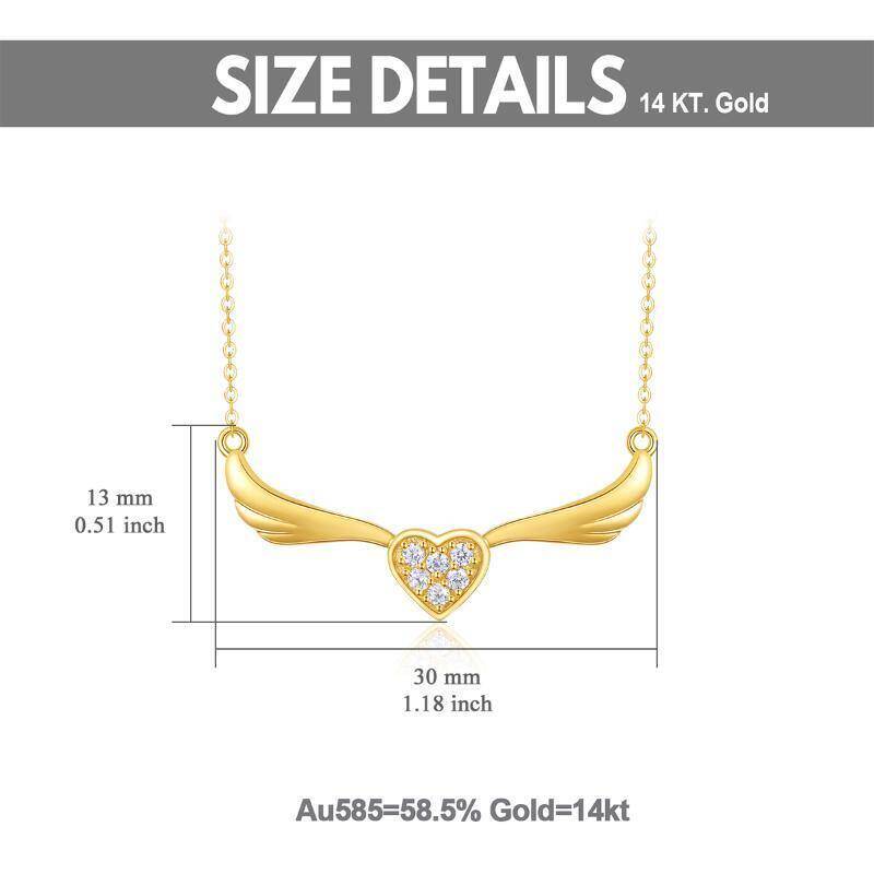 18K Gold Cubic Zirconia Heart Pendant Necklace-5