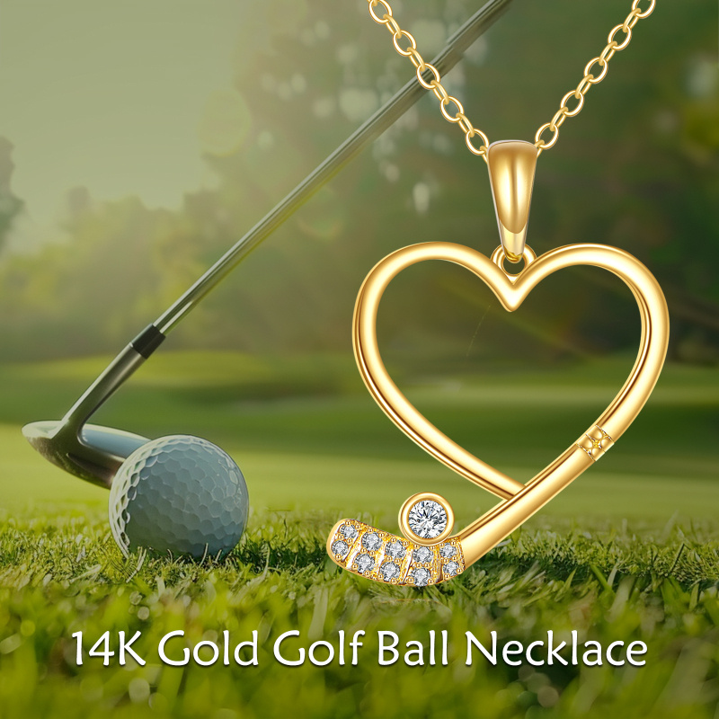 Collar de corazón con circonitas cúbicas de oro de 10 quilates para mujer-6
