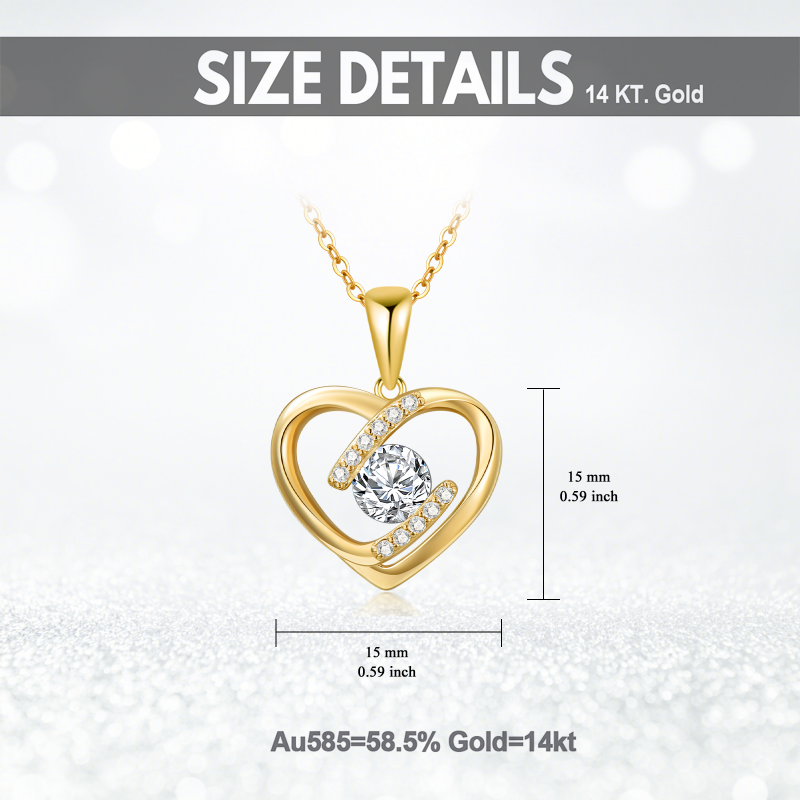 Platinum with White Gold Plated Cubic Zirconia Heart Pendant Necklace-5