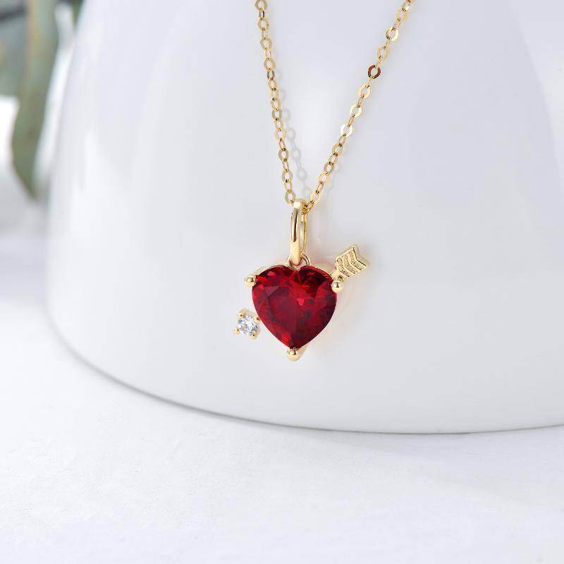 Collar con colgante de corazón de circonita cúbica chapado en oro blanco y platino-3