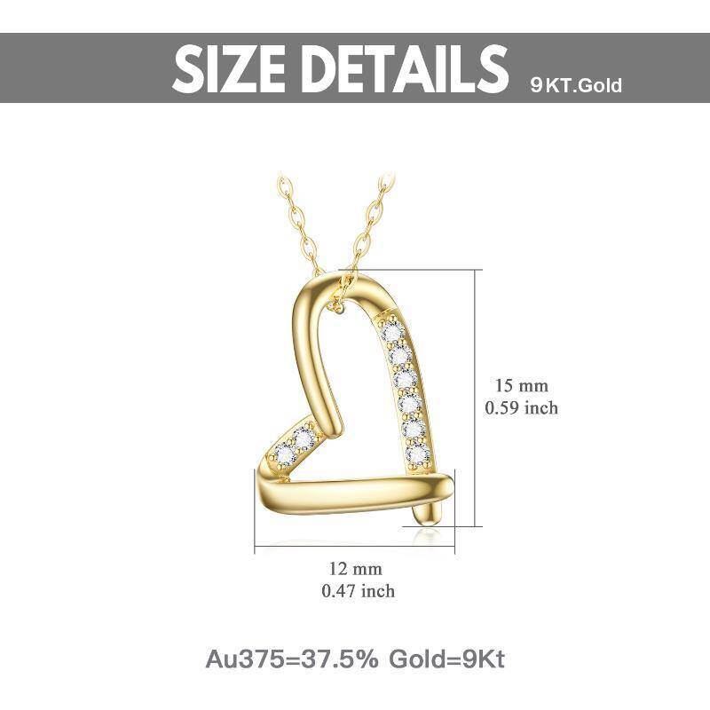 Collar con colgante de corazón de circonita cúbica en oro de 18 quilates-5