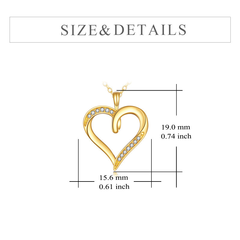 Collar con colgante de corazón de circonita cúbica en oro de 18 quilates-6