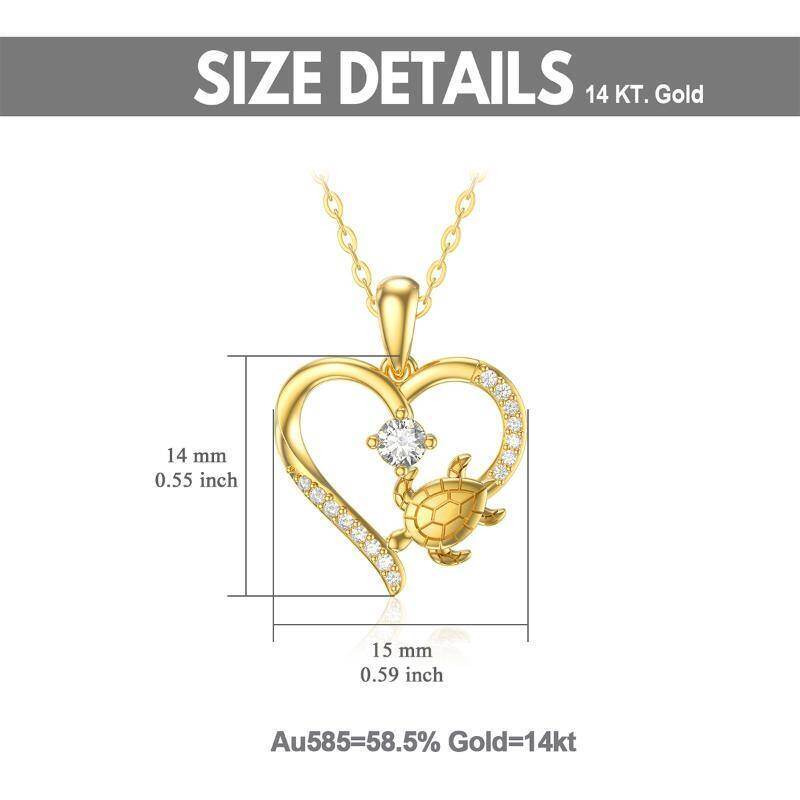 14K Gold Cubic Zirconia Heart Pendant Necklace-5