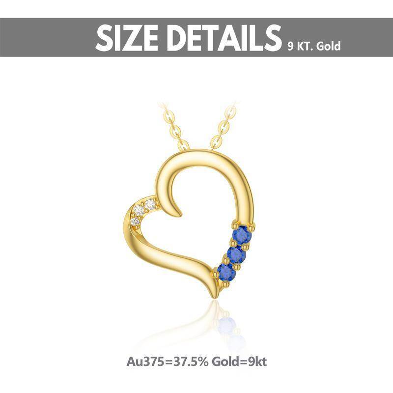 18K Gold Cubic Zirconia Heart Pendant Necklace-3