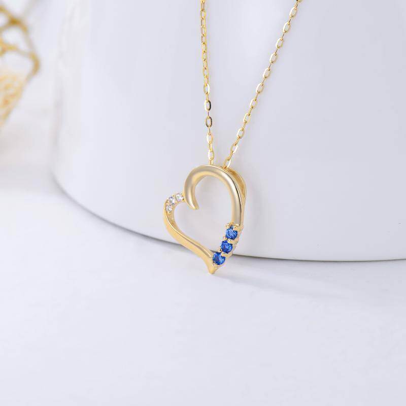 18K Gold Cubic Zirconia Heart Pendant Necklace-4