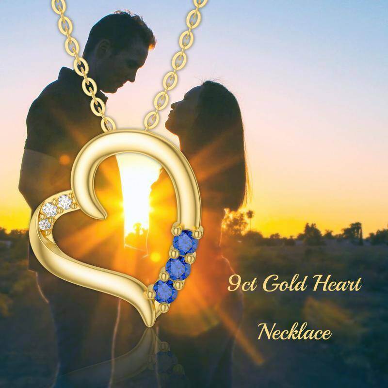 18K Gold Cubic Zirconia Heart Pendant Necklace-5