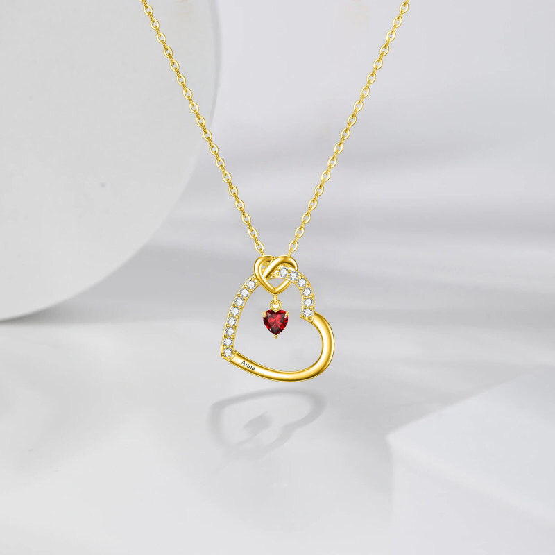 Halskette mit Herzanhänger aus 14-karätigem Gold und Zirkonia-3