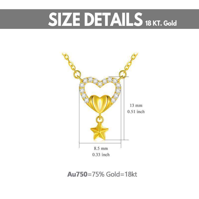 Collar con colgante de corazón de circonita cúbica en oro blanco de 14 quilates-5