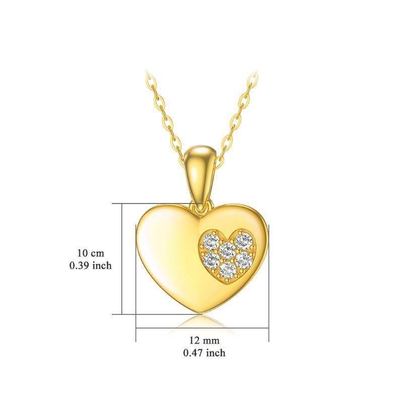 14K Gold Cubic Zirconia Heart Pendant Necklace-5