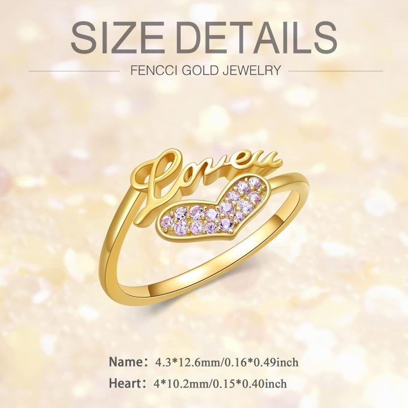 Herzring aus 14-karätigem Gold mit Zirkonia-6