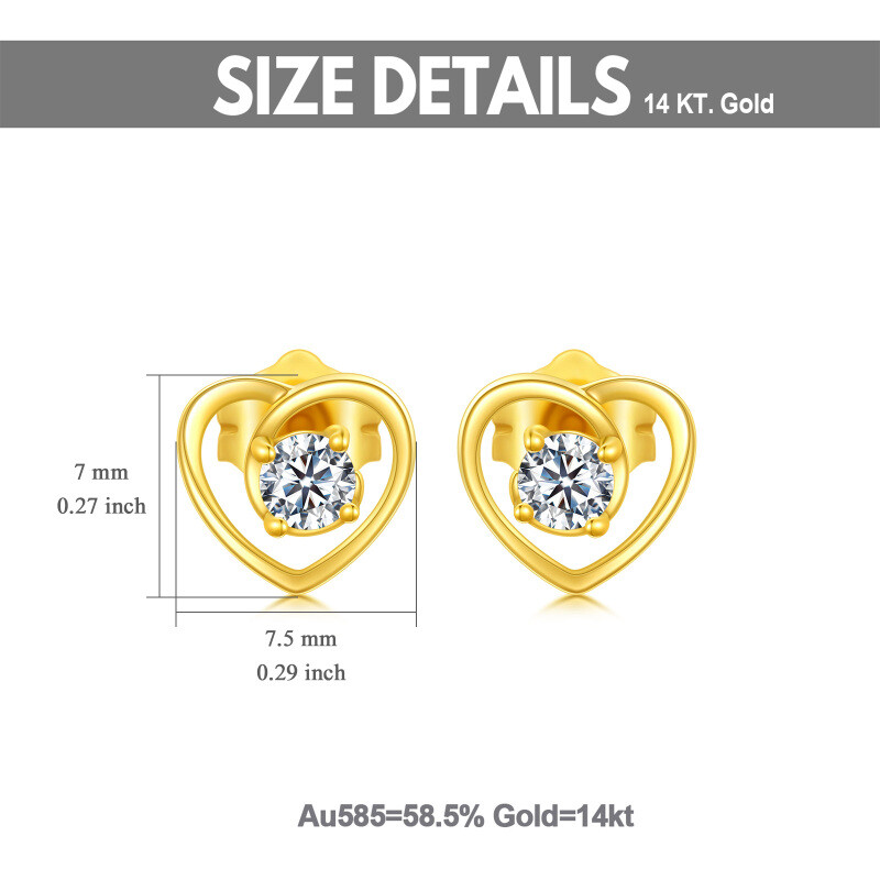 Pendientes de corazón de platino con circonitas cúbicas chapadas en oro blanco-6