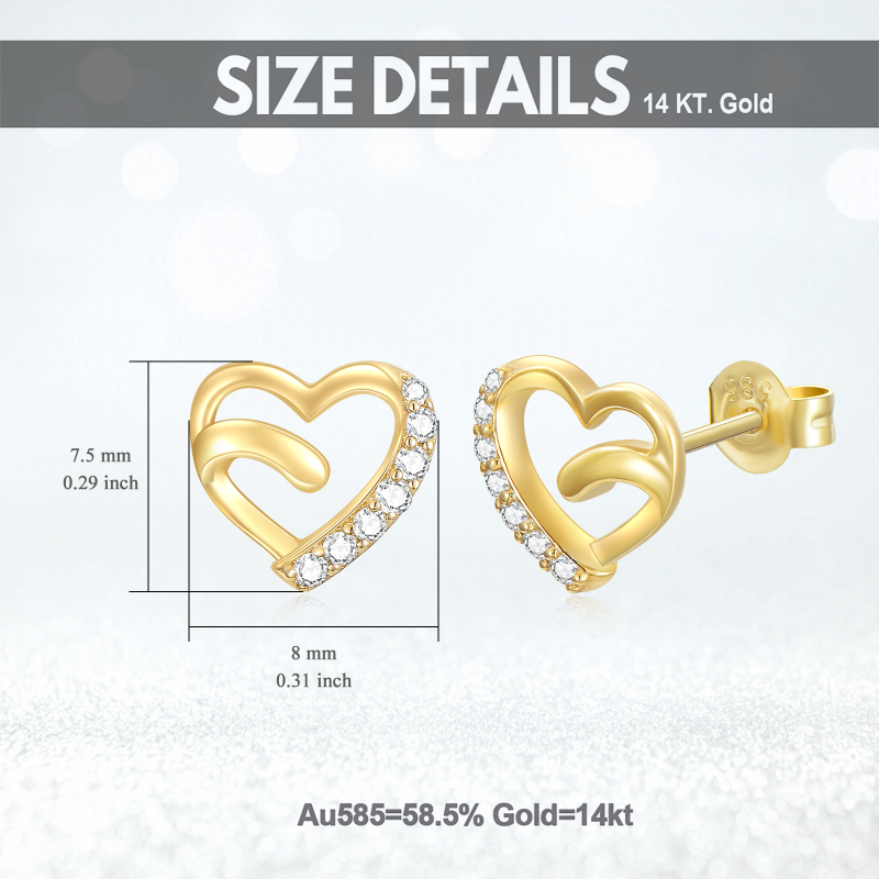 Herzohrstecker aus 18-karätigem Gold mit Zirkonia-6