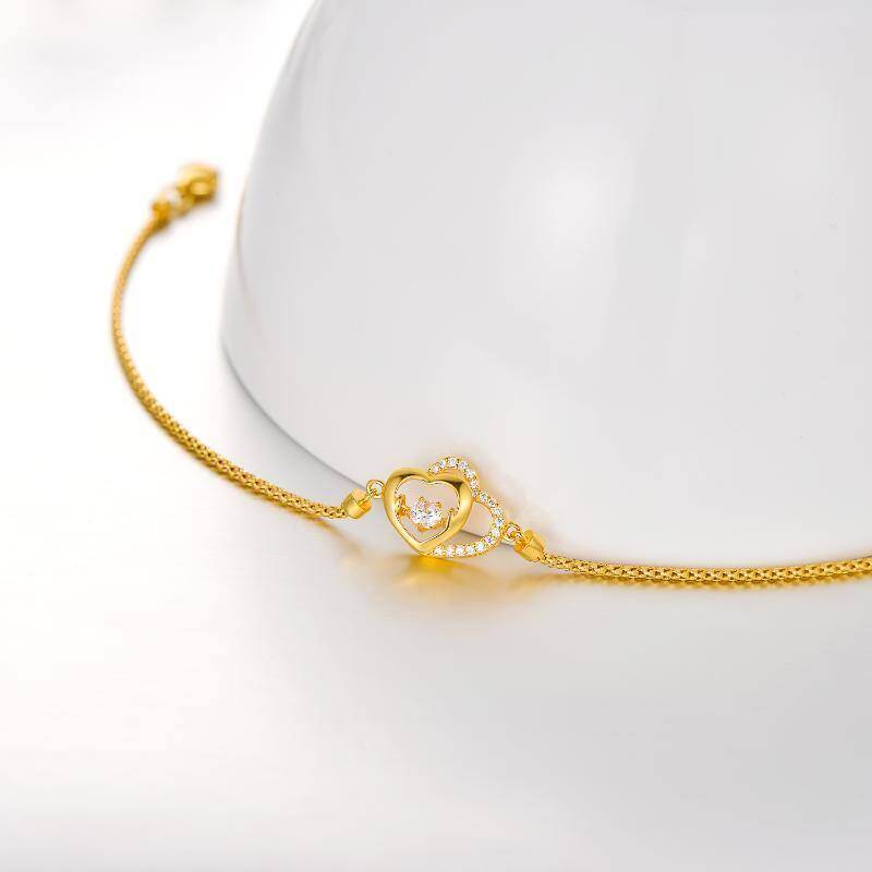Pulsera de oro blanco de 18 quilates con dije de corazón y circonita cúbica-3