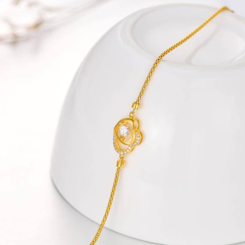 Pulsera de oro blanco de 18 quilates con dije de corazón y circonita cúbica-5