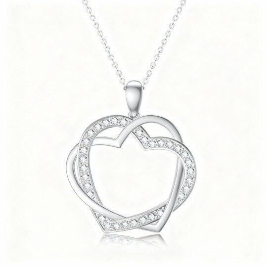 Collier pendentif cœur en or blanc 10 carats et zircon cubique