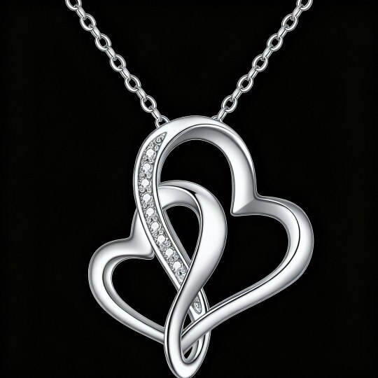 Collier pendentif cœur en or blanc 10 carats et zircon cubique