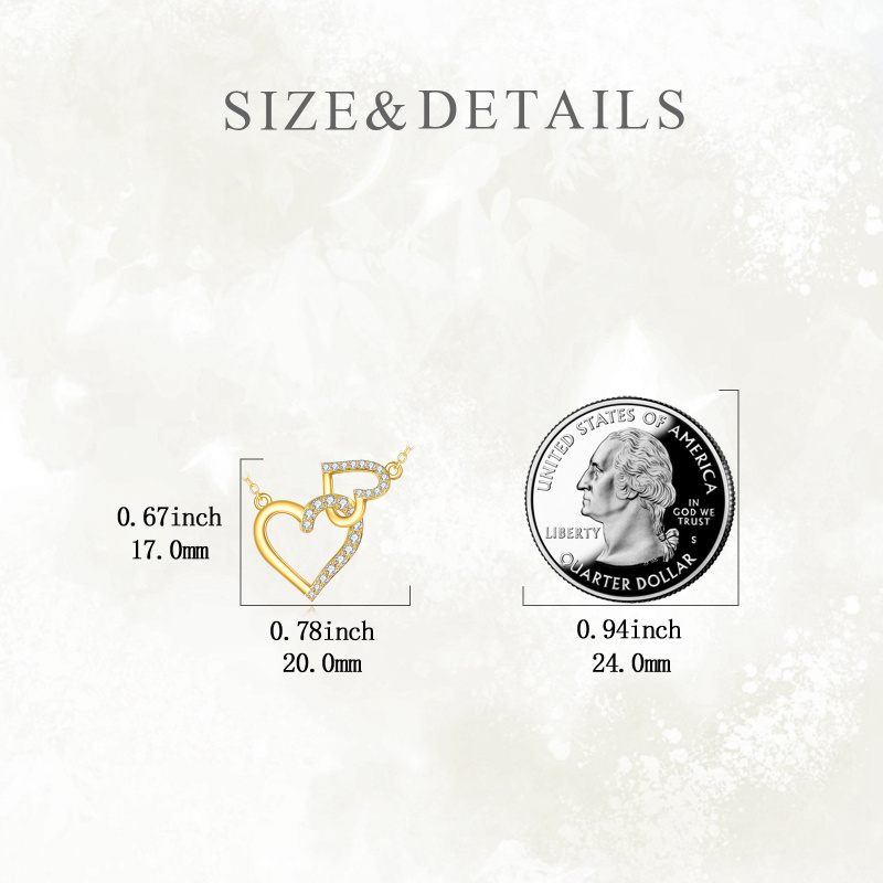 18-karätige Goldkette mit Zirkonia-Herz und Herzanhänger für Damen-3