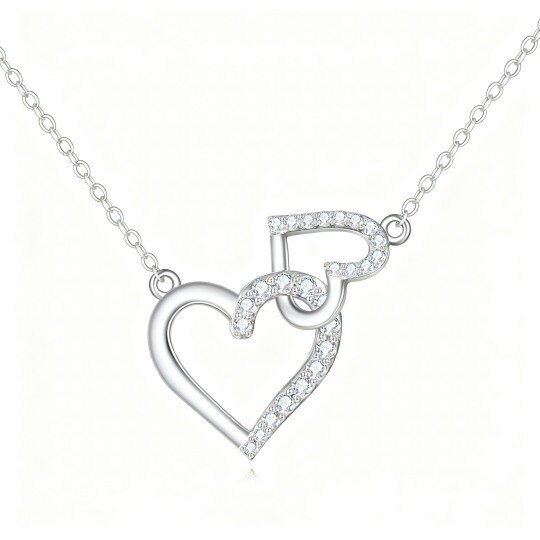 Collier pendentif cœur en or blanc 10 carats et zircon cubique