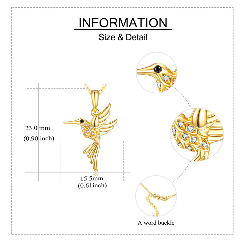 14K White Gold Cubic Zirconia Hummingbird Pendant Necklace-6