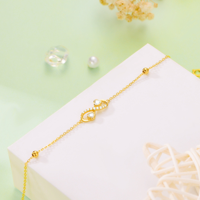 14K Rose Gold Cubic Zirconia Infinity Symbol Charm Bracelet-4