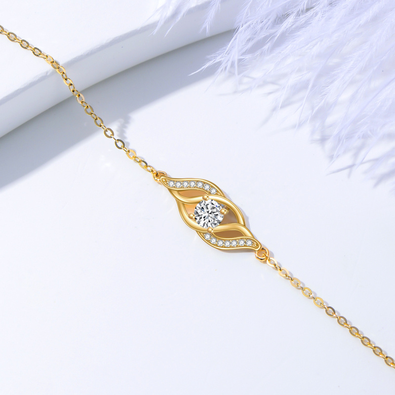 10K Rose Gold Cubic Zirconia Infinity Symbol Charm Bracelet-3