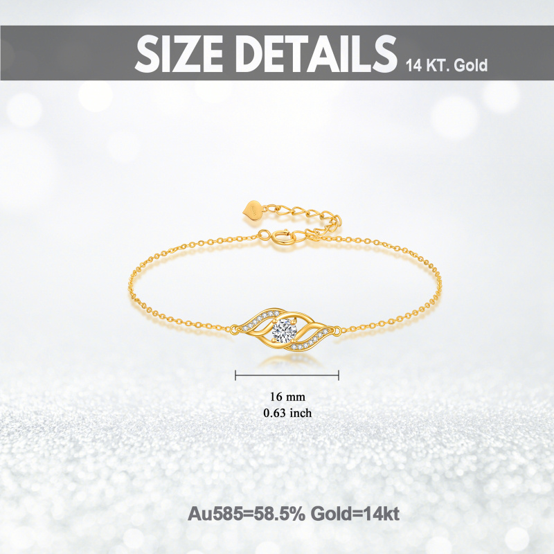 10K Rose Gold Cubic Zirconia Infinity Symbol Charm Bracelet-5
