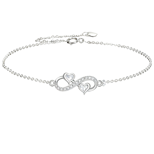 Pulsera con dije de símbolo de infinito de circonita cúbica en oro blanco de 18 quilates