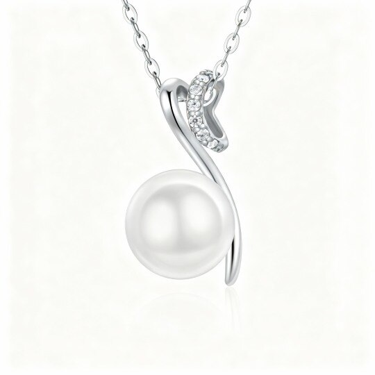 9K White Gold Cubic Zirconia Infinity Symbol Pendant Necklace