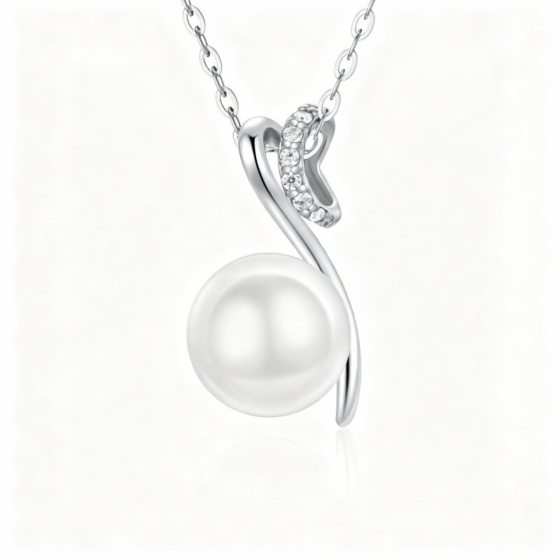 Collar con colgante de símbolo de infinito de platino con circonitas cúbicas chapadas en oro blanco-1