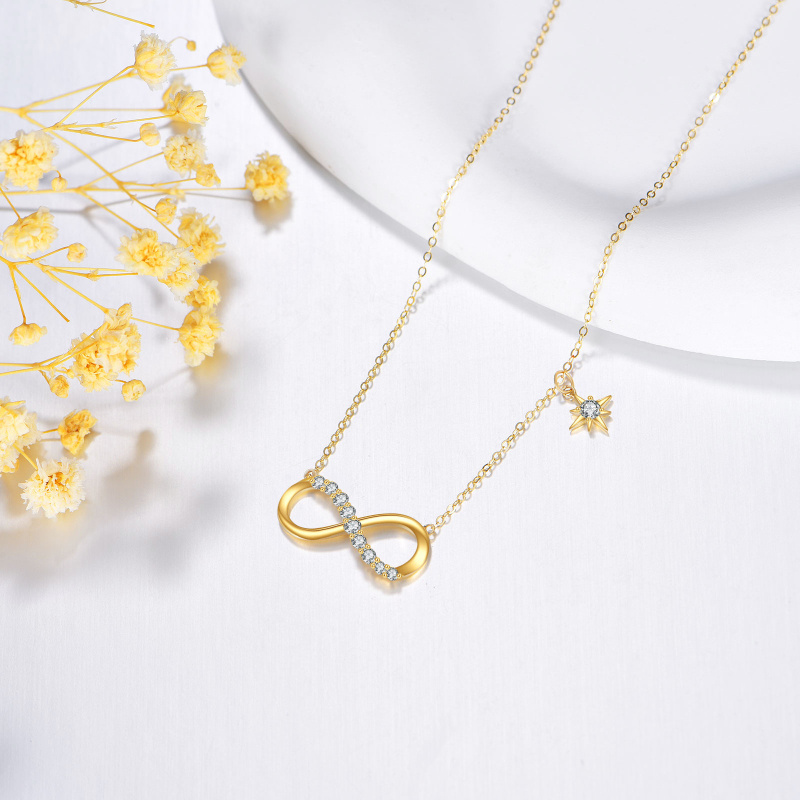 Collier pendentif symbole infini en or 10 carats et zircon cubique-3
